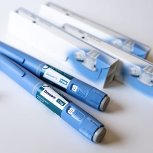 Ozempic Insulin injection pen or insulin cartridge pen for diabetics. Medical equipment for diabetes parients.