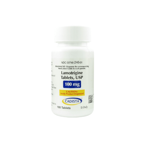 Lamotrigine 1 Lamotrigine 100mg a white bottle with a label