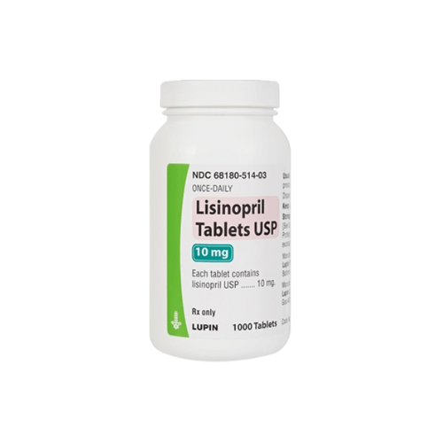 Lisinopril 1 Lisinopril 10mg a white bottle with a green label