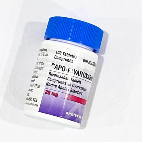 Rivaroxaban 1 Rivaroxaban 20 a bottle of pills with a blue lid